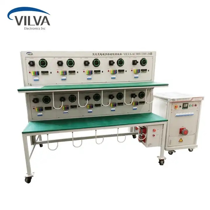 EV Charger testing with 20 channels with type 2 and type 1 connector ev charger testing aging rack